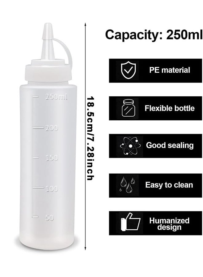 Depend 3-Packs Plastic Squeeze Sauce Bottles, Plastic Condiment Bottle, Squeezer Clear With Nozzle Caps, Reusable Squeeze Condiment Bottles Dispensers Suitable For Mustard Olive Oil Jam Ketchup Salad Dressing (250ML) - Image 2