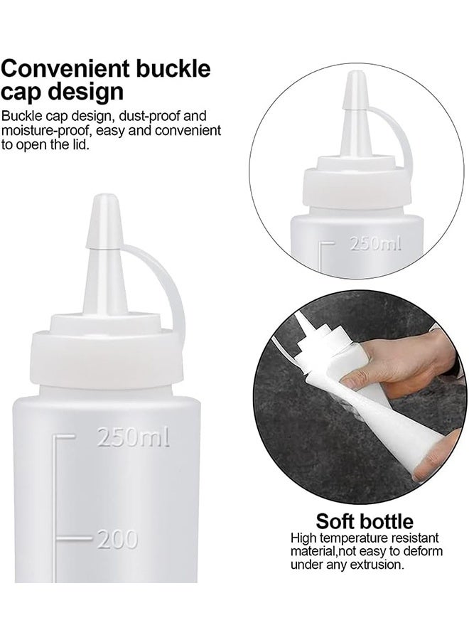 Depend 3-Packs Plastic Squeeze Sauce Bottles, Plastic Condiment Bottle, Squeezer Clear With Nozzle Caps, Reusable Squeeze Condiment Bottles Dispensers Suitable For Mustard Olive Oil Jam Ketchup Salad Dressing (250ML) - Image 3