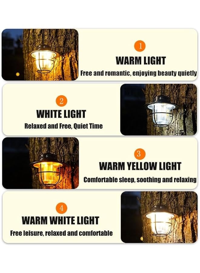 إيروريكس فانوس تخييم معلق بحبل خارجي من النوع C قابل لإعادة الشحن ومحمول مزود بأربعة أوضاع إضاءة كهربائية كلاسيكية قابلة للتعديل، مناسب للتخييم في الهواء الطلق والمشي لمسافات طويلة والطوارئ وصيد الأسماك - Image 2