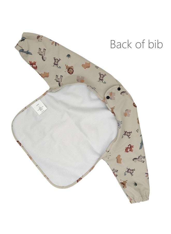 GZMM Waterproof Baby Bibs,Infant Toddler Long Sleeve Feeding Bib With Food Catcher,Easy Clean & Washable(cartoon animal) - Image 2