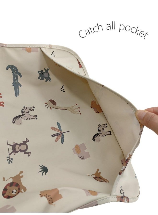 GZMM Waterproof Baby Bibs,Infant Toddler Long Sleeve Feeding Bib With Food Catcher,Easy Clean & Washable(cartoon animal) - Image 3