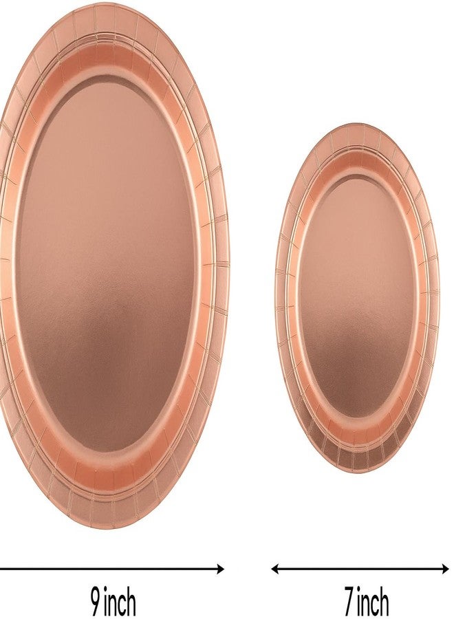 Oojami 100 Count paper plates 50-9" Dinner Paper Plates, 50-7" Dessert Paper Plates Ideal for Birthday, Party, Retirement, Gender Reveal Disposable Dinner and Dessert (Rose Gold) - Image 3
