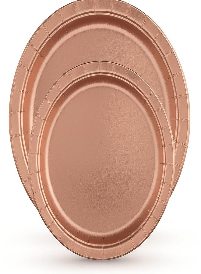 Oojami 100 Count paper plates 50-9" Dinner Paper Plates, 50-7" Dessert Paper Plates Ideal for Birthday, Party, Retirement, Gender Reveal Disposable Dinner and Dessert (Rose Gold) - Image 4