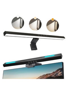 Glare-Free Screen Monitor Light Bar, USB LED Desk Lamp with 3-Colour Temperature Modes, 7 RGB Light Modes with Stepless Dimming for Home/Office (Black)