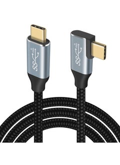 Duttek USB C 90 Degree Cable 3FT, Right Angle USB C Cable 10G, 90 Degree USB Type C Male to Male Nylon Braided Cable with E-Marker Chip Support Audio and Video, for MacBook,Pixelbook,SSD  - Image 1