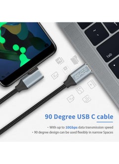 Duttek USB C 90 Degree Cable 3FT, Right Angle USB C Cable 10G, 90 Degree USB Type C Male to Male Nylon Braided Cable with E-Marker Chip Support Audio and Video, for MacBook,Pixelbook,SSD  - Image 4