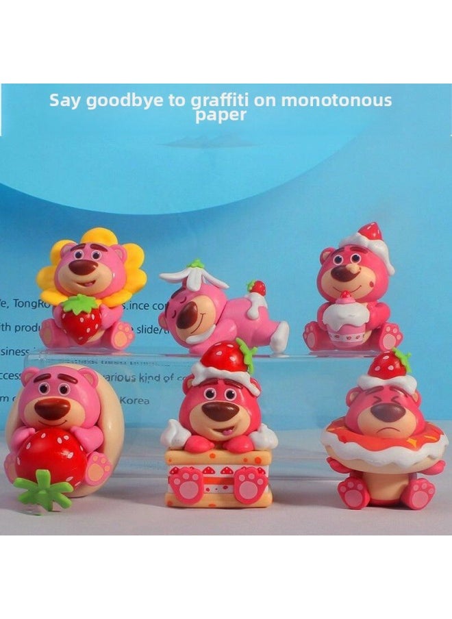 Generic - Strawberry Bear Plaster Doll Coloring Kurome Jiji Cat White Embryo Painted Graffiti Diy Hand-painted Egg Boy Pie-Color:Sister Drawing Series [pack Of Four] With Paint - Image 1