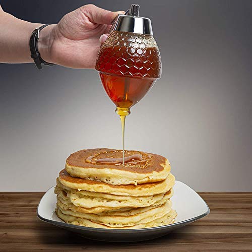 KPS KPS transparent Honey Dispenser Oil Modern - Beautiful Comb Shaped Honey Pot- Maple Syrup Dispenser - Image 3