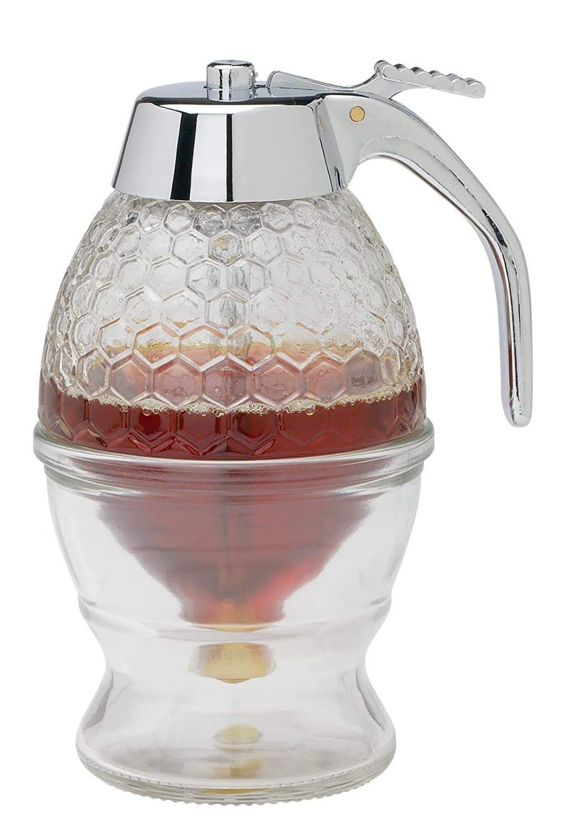 KPS KPS transparent Honey Dispenser Oil Modern - Beautiful Comb Shaped Honey Pot- Maple Syrup Dispenser - Image 1