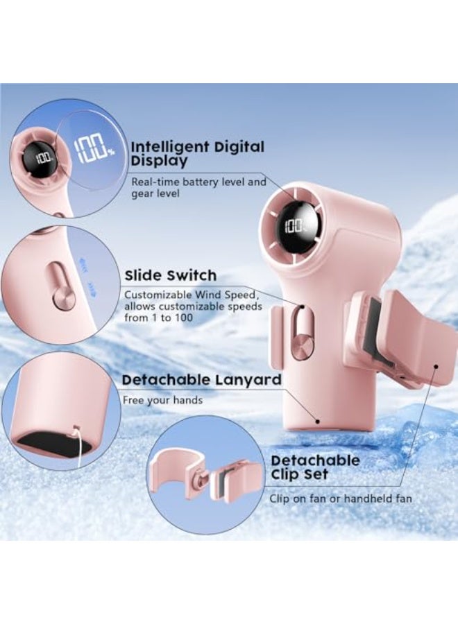Dark Horse Mini Portable Clip-On Fan, 100-Speed 18,000 RPM High-Speed Personal Fan With LED Display, USB Rechargeable Compact Handheld Fan With Carrying Strap, Ideal For Travel, Indoor And Outdoor Use - Image 2