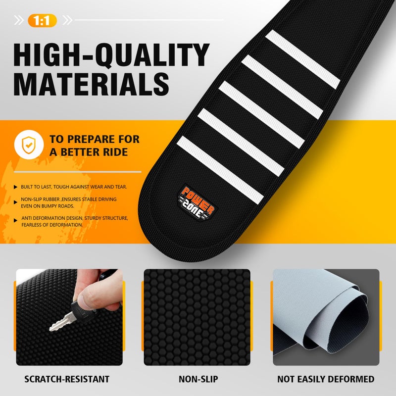 MCHMFG Electric Bike Seat Cover Compatible with Ridstar Q20 E Bike Non-Slip Anti-UV (Black-White) - Image 3