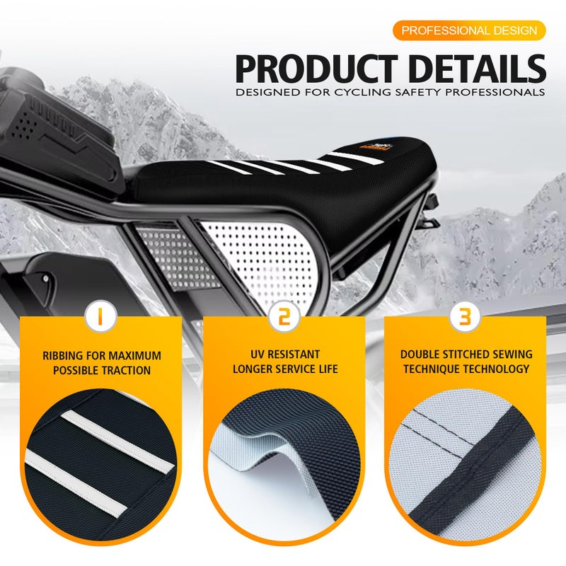 MCHMFG Electric Bike Seat Cover Compatible with Ridstar Q20 E Bike Non-Slip Anti-UV (Black-White) - Image 5