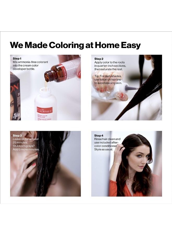 Revlon Colorsilk Beautiful Color Permanent Hair Color with 3D Gel Technology & Keratin, 100% Gray Coverage Hair Dye, 51 Light Brown, Pack of 3 - Image 4