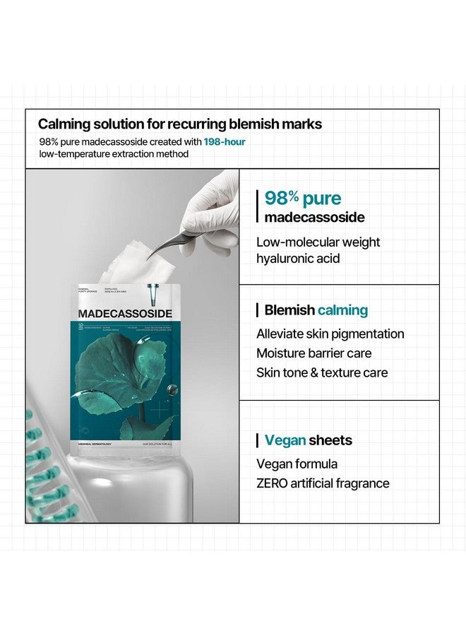 Mediheal Madecassoside Essential Sheet Mask Blemish Repair 10 pcs. 98% Purity Madecassoside & Hyaluronic Acid Included. Enhancing Moisture Barrier & Skin Texture Care. Vegan Formula Sheet Mask - Image 4