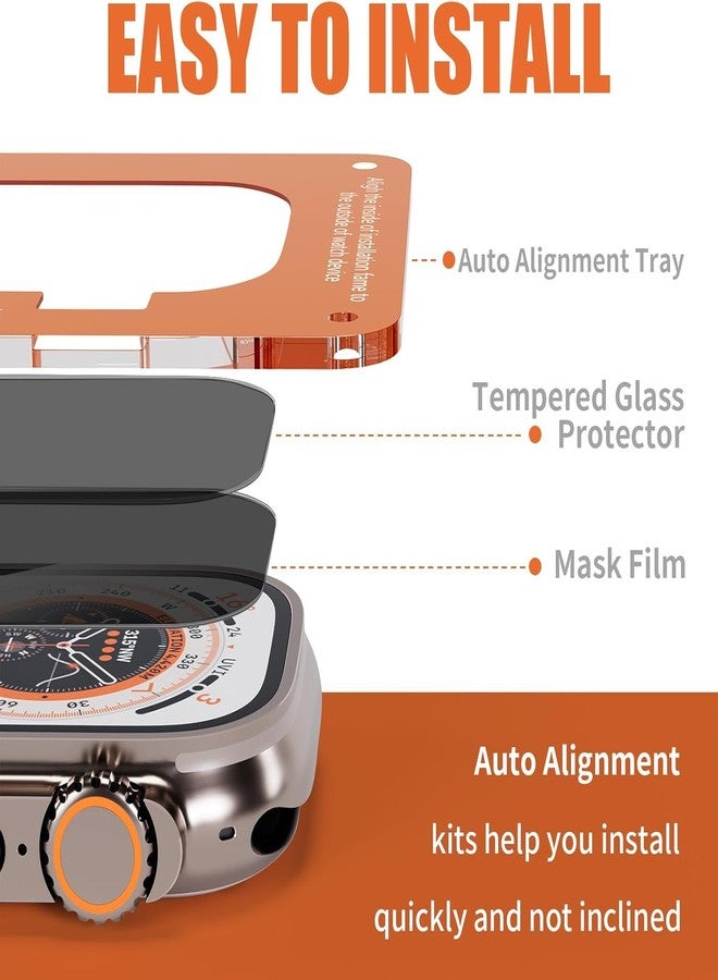 Smiling Compatible with Apple Watch Ultra 3 (2025)/ Ultra 2/Ultra 49mm and Auto Installation Frame, Anti-Scratch Privacy Screen Protector, Bubble Free, Touch Sensitive - Image 2