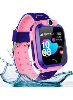 FARROBIZZ Kids waterproof smart watch, SIM card for make and receive calls, with Puzzle games, touch screen, HD camera, Music Player, GPS position, suitable for children aged 3-12, Best gift for Kids (Pink)  - Image 1