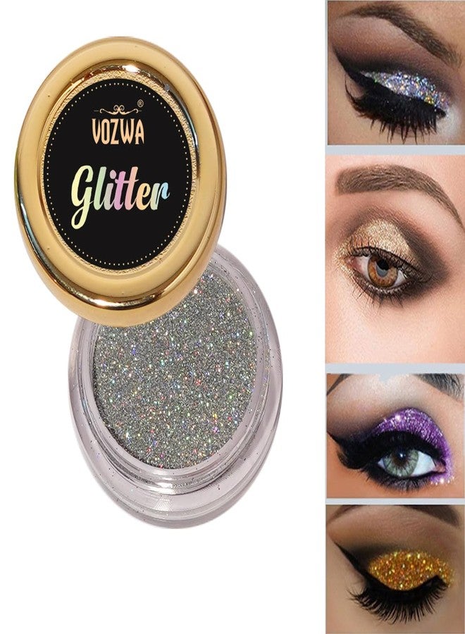 Vozwa Black Beauty Eyeshadow Chunky Glitter and Holographic Silver Eye Glitter - Image 3