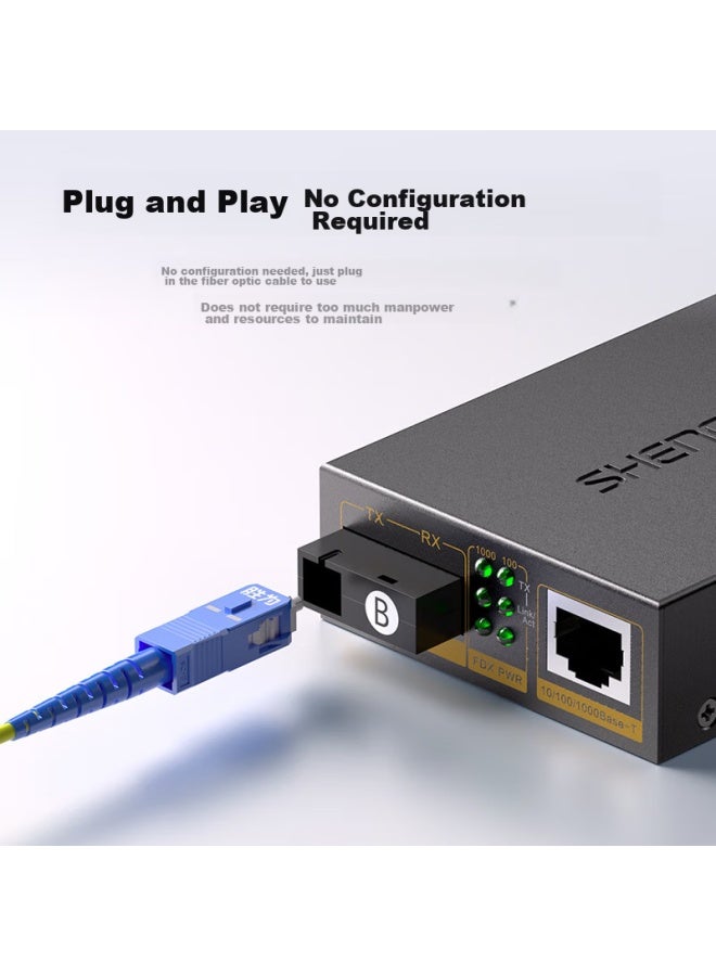 Shengwei Bgh314ab Gigabit Single-mode Single-fiber Optical Transceiver, Optical-electrical Converter, 1 Optical 4 Electrical + 1 Optical 1 Electrical Set, Sc Interface 3km Pair Package - Image 5