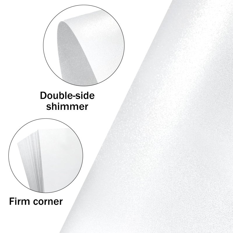Goefun White Shimmer Cardstock 12x12, Goefun Shimmer Cardstock Printer Paper 80 lb Metallic Paper Pearl Card Stock for Cricut, Invitations and Card Making, 100 Pack - Image 3