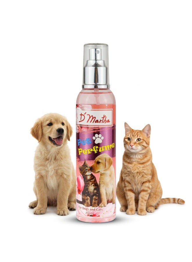 D'Martha Pet Perfume for Dogs & Cats 250ml – Long Lasting Fresh Fragrance Spray, Pet Deodorizer & Grooming Mist, Odor Eliminator Cologne for Puppies, Kittens, Dogs & Cats - Image 1