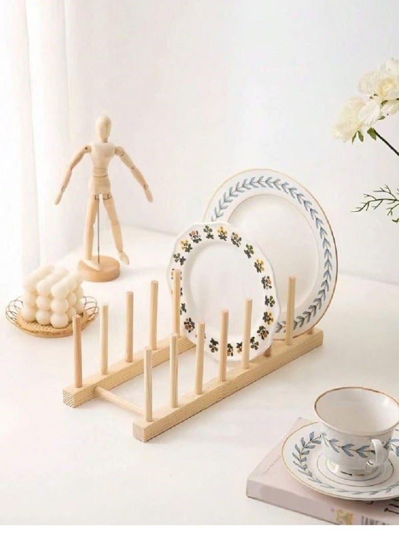 Royal 8 Columns Multi-purpose Wooden Dish Rack Dishes Drying Drainer Storage 31 CM - Image 1