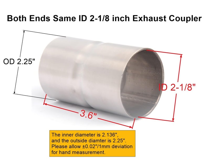 Elifecenter Universal ID 2.125" 2-1/8 Inch Exhaust Coupler Stainless Steel Exhaust Adapter - Image 2