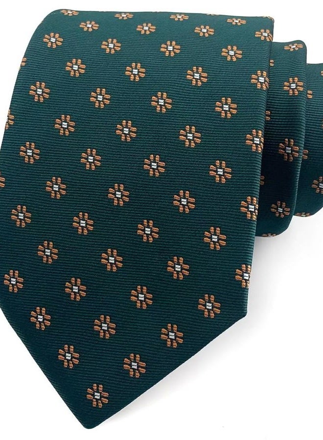 Ctskyte Men's Hunter Green Ties Floral Fashion Spring Tie Dark Green Designer Dress Wedding Party Neckties for Grooms - Image 2