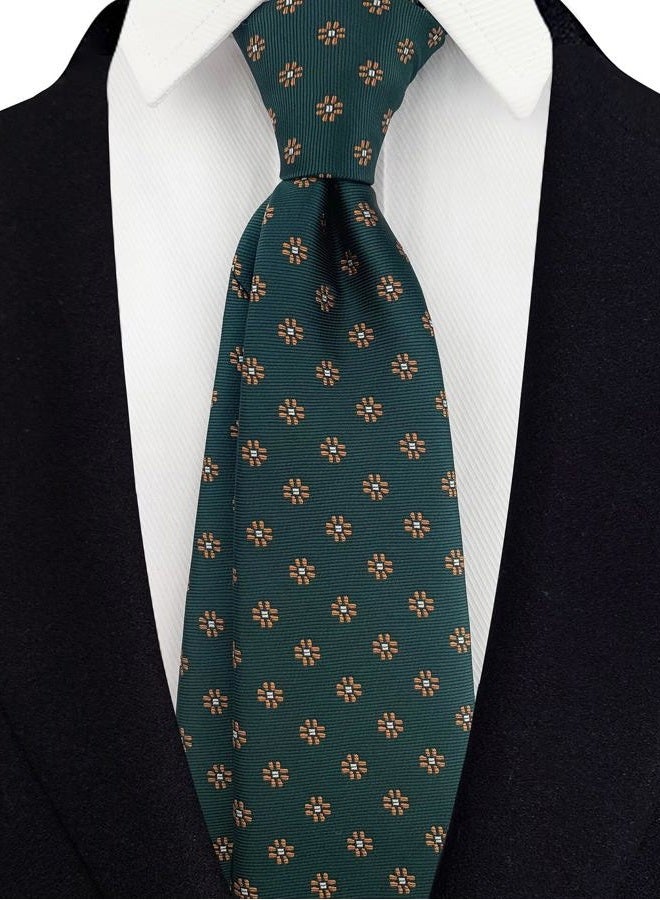 Ctskyte Men's Hunter Green Ties Floral Fashion Spring Tie Dark Green Designer Dress Wedding Party Neckties for Grooms - Image 3