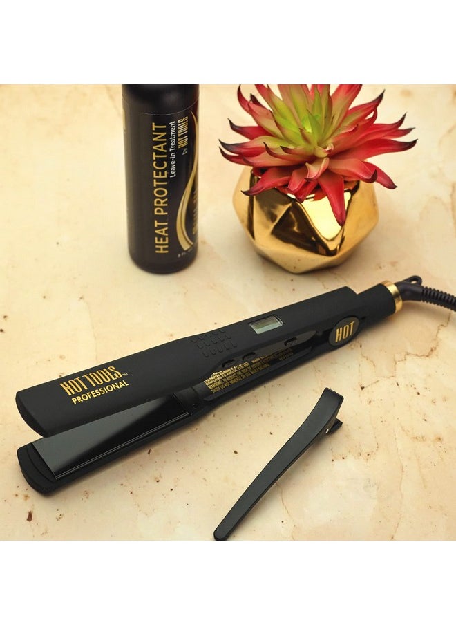 Hot Tools - Pro Artist Black Gold Flat Iron Long Lasting Extra Smooth Styles (11/4 In) - Image 1