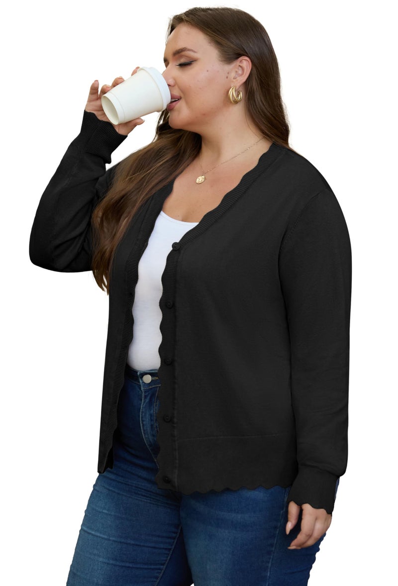 OLRIK Plus Size Black Cardigan for Women Plus Size Fall Outfits Open Front Cardigan for Women Black-3X - Image 4