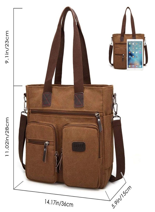 ToLFE Women Top Handle Satchel Handbags Shoulder Bag Messenger Tote Bag Purse Crossbody Bag Travel Work Tote Bag (Double handles with 9.1" drop, New-Khaki) - Image 3