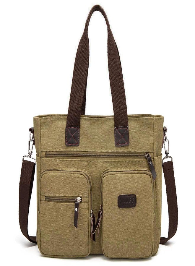 ToLFE Women Top Handle Satchel Handbags Shoulder Bag Messenger Tote Bag Purse Crossbody Bag Travel Work Tote Bag (Double handles with 9.1" drop, New-Khaki) - Image 2