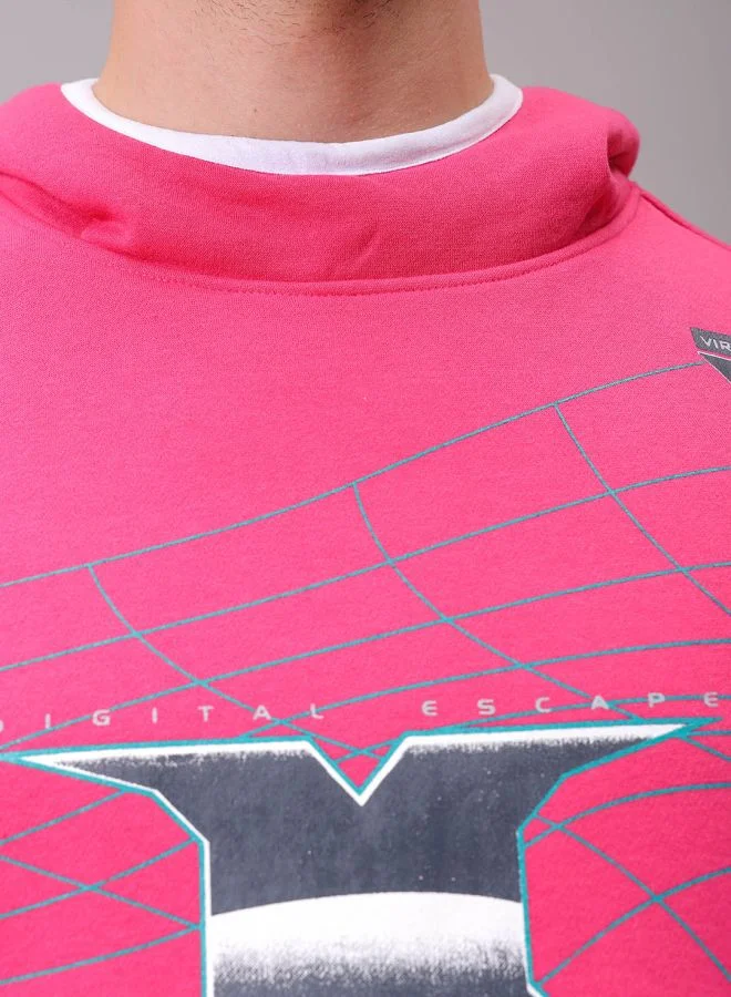 شركة المرآب الهندية Men Relaxed Fit Placement Print Overhead Hooded Sweatshirt