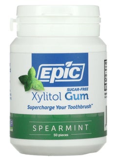 Epic Dental Xylitol Gum Sugar Free Spearmint 50 Pieces 