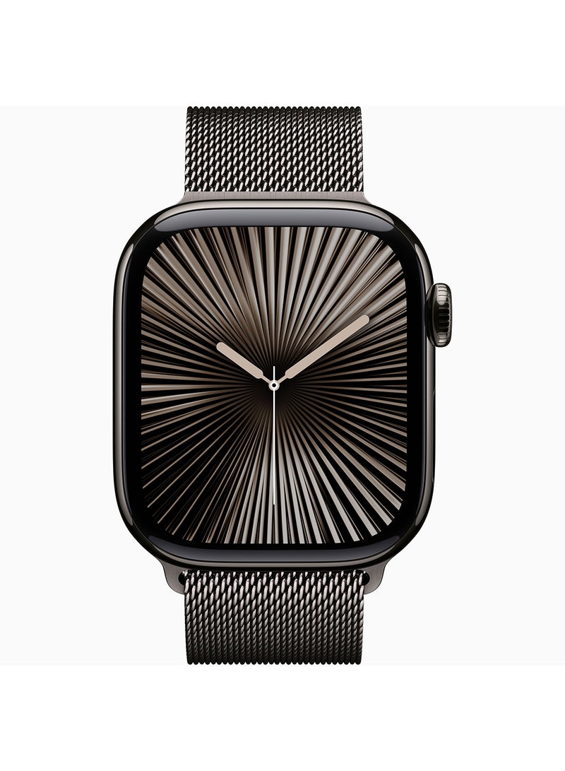 Apple Watch Series 10 GPS + Cellular 42mm Slate Titanium Case With Slate Milanese Loop - Image 2