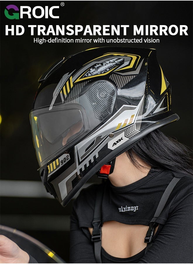 GROIC Sport Motorcycle Helmet,Motorcycle Full Face Helmet,ightweight ABS Shell,Bike Motocross Helmets for Adults,Motorcycle Street Bike Helmet(Gold)  - Image 4
