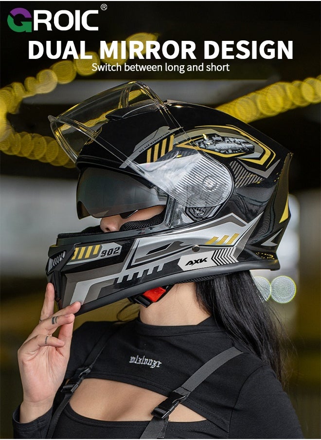 GROIC Sport Motorcycle Helmet,Motorcycle Full Face Helmet,ightweight ABS Shell,Bike Motocross Helmets for Adults,Motorcycle Street Bike Helmet(Gold)  - Image 5