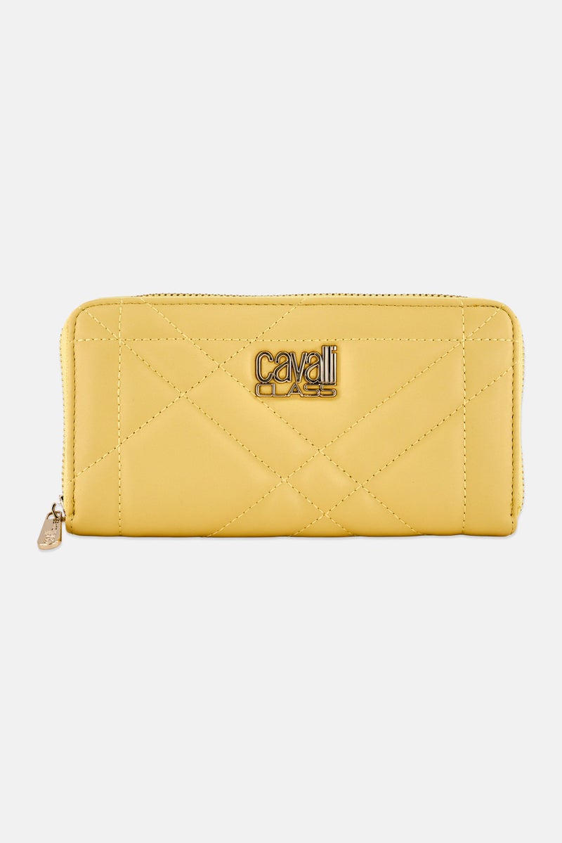 Cavalli Class Women Hardware Logo Wallet, Beige - Image 1