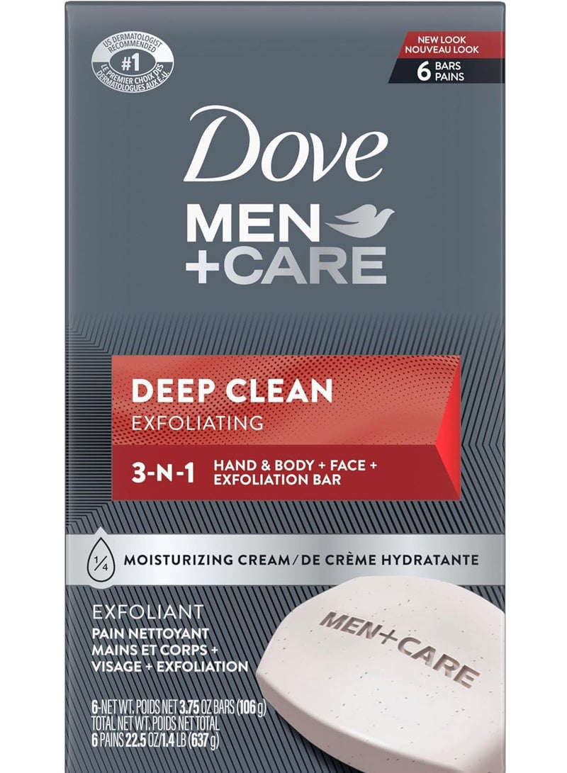 دوف صابون دوف للعناية بالجسم والوجه للرجال، تنظيف عميق 6 قطع، 637 جم - Image 1