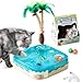 Migipaws 7in1 Interactive Cat Toy Motion Activated Indoor Playset with Automatic Pop Bounce Cat Ball Feather Palm Tree Wand Catnip Ball SelfGrooming Cardboard House Rechargeable - Image 3
