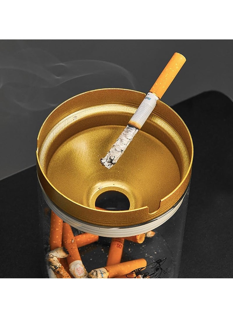 Rubik Glass Windproof Ashtray with Steel Lid, 11.5 x 8.5 cm Ash Tray for Indoor/Outdoor Use (Black)  - Image 3