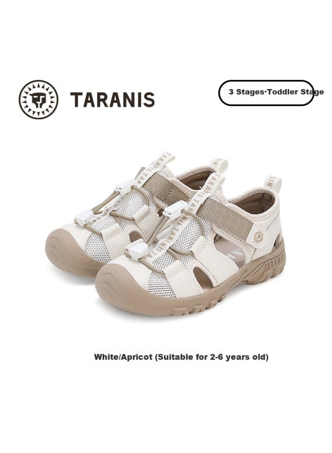 Taranis Summer New Children's Sandals, Boys' Closed-toe Water Shoes, Girls' Outdoor Sports Beach Shoes, Apricot Color, Size 33