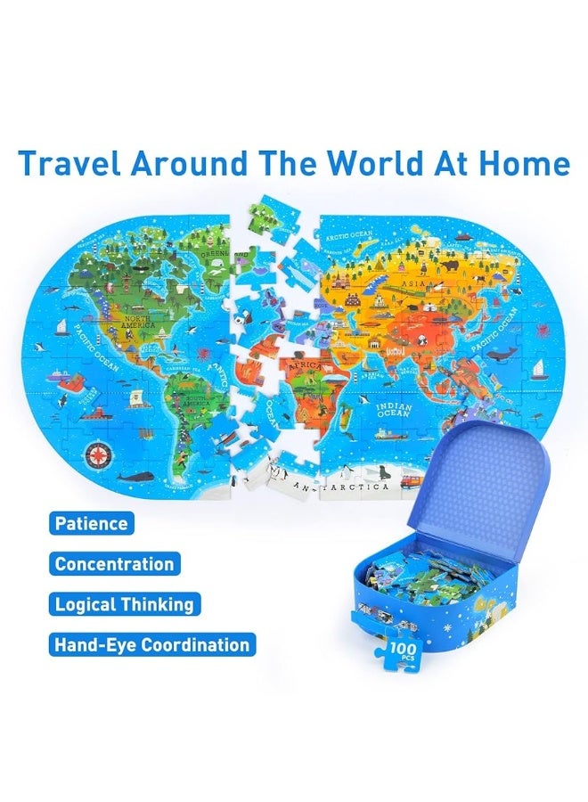 Mideer 100Pcs World Map Jigsaw Puzzles for Kids Ages 4-8,Floor Puzzles for Kids Ages 3-5,Toddler Puzzle for Children,Premium Geography Educational Toys Box,Pre School Learning Games for Boys and Girls - Image 4