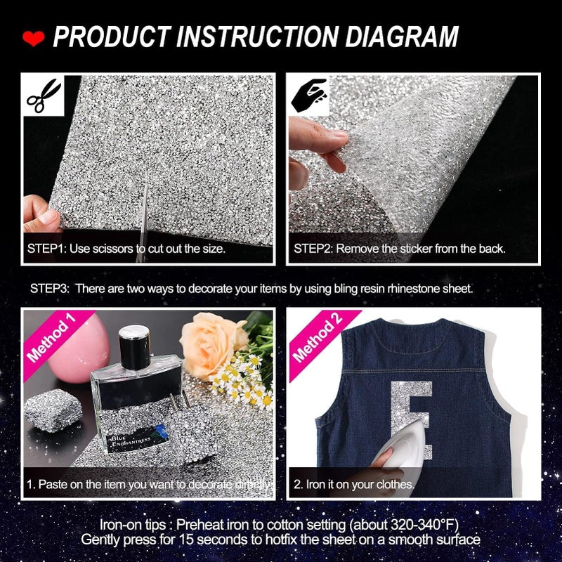 Locacrystal ملصق لؤلؤي لامع من لوكا كريستال - ملصقات ديكور منزلي ذاتية اللصق من كريستال للسيارات والحرف (فضي، 9.4" × 15.8") - Image 5