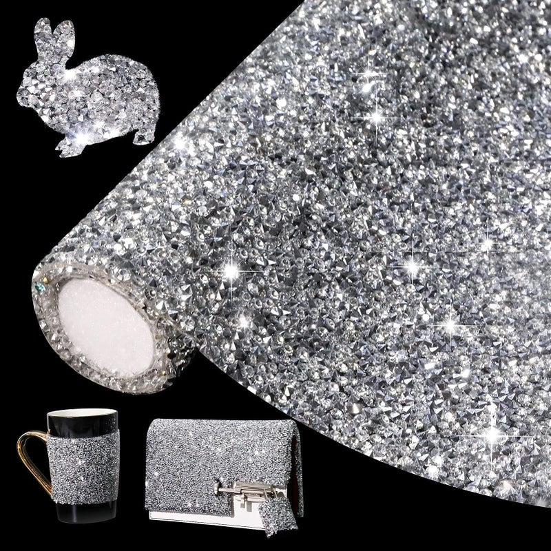 Locacrystal ملصق لؤلؤي لامع من لوكا كريستال - ملصقات ديكور منزلي ذاتية اللصق من كريستال للسيارات والحرف (فضي، 9.4" × 15.8") - Image 1