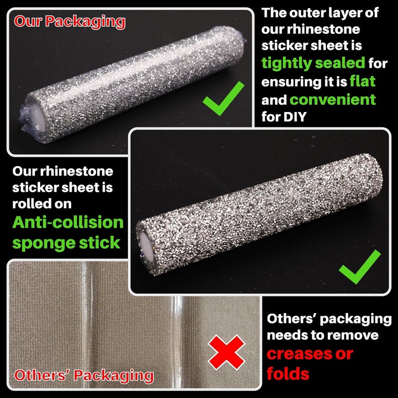Locacrystal ملصق لؤلؤي لامع من لوكا كريستال - ملصقات ديكور منزلي ذاتية اللصق من كريستال للسيارات والحرف (فضي، 9.4" × 15.8") - Image 3