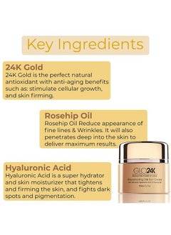 GLO24K UNLEASH THE POWER OF GOLD GLO24K Eye Cream with 24k Gold, Hyaluronic Acid, Rosehip Oil, and Vitamins. Minimizes wrinkles and fine-lines around the eyes.  - Image 3
