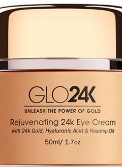 GLO24K UNLEASH THE POWER OF GOLD GLO24K Eye Cream with 24k Gold, Hyaluronic Acid, Rosehip Oil, and Vitamins. Minimizes wrinkles and fine-lines around the eyes.  - Image 1