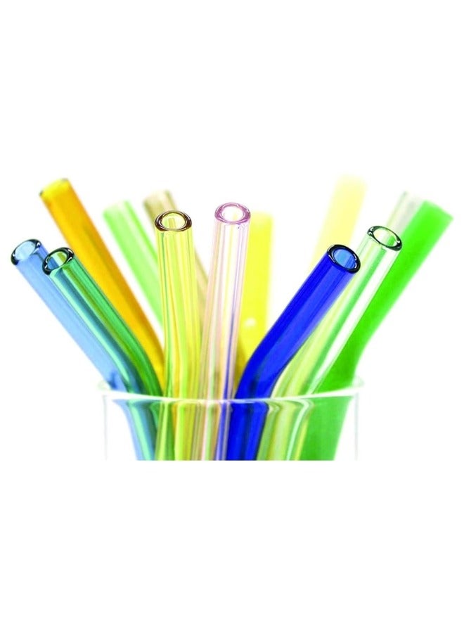 هابي هوم عبوه من 5 قطع من ماصات زجاجية قابلة لاعادة الاستخدام وفرشاة تنظيف ماصات شرب ملونة، مقاس 7.5 انش × 8 ملم، ماصة زجاجية وفرشاة تنظيف، مثالية للعصائر والشاي والعصير-متعددالالوان - Image 4