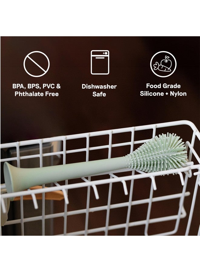ezpz ezpz Bottle Brush (Sienna) - Silicone Bottle Cleaning Tool with Long Sturdy Handle - Flexible Top for Tight Spaces - Gently Cleans Cups, Glasses, Bottles and Accessories - Suction Base, BPA-Free - Image 3